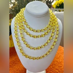 Vintage Tarina Tarantino Four Row Lucite Cube Necklace in Yellow